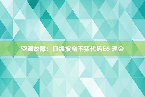 空调故障：抓续披露不实代码E6 理会